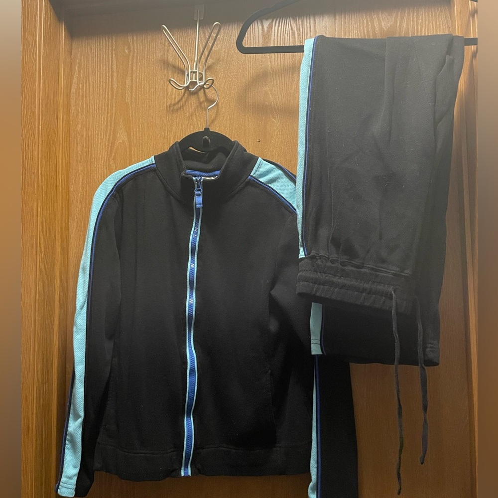 Women’s Black and Blue Studio World Sport Track Suit Set